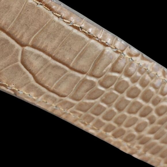 Brighton Statement Belt 32 REVERSIBLE White Tan Croc Silver B2701 Women ML VTG - Picture 12 of 16